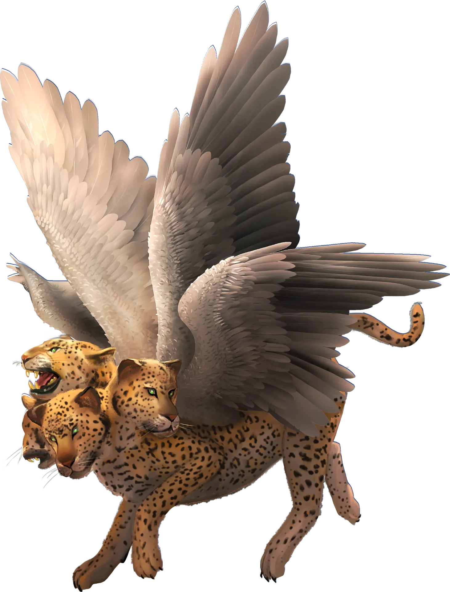Leopard with Four Wings and Four Heads